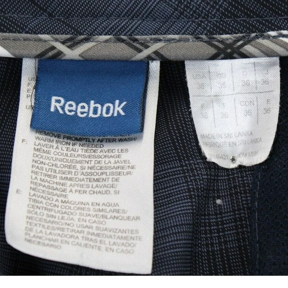 Reebok Men's Plaid Golf Shorts Flat Front Athletic Fit Charcoal Blue Size 36‎